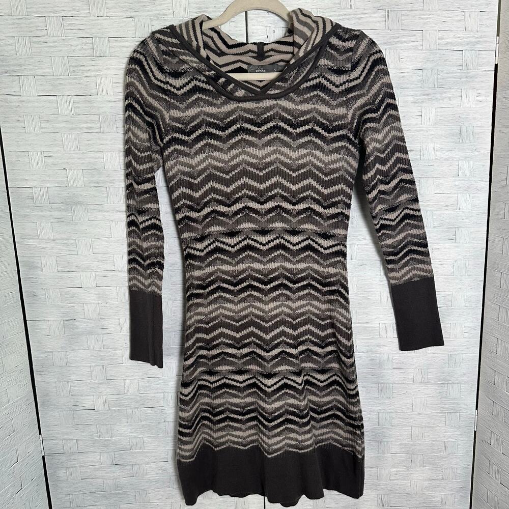 Prana Womens Dress sweater Hoodie Chevron print warm & cozycore knee‎ length
